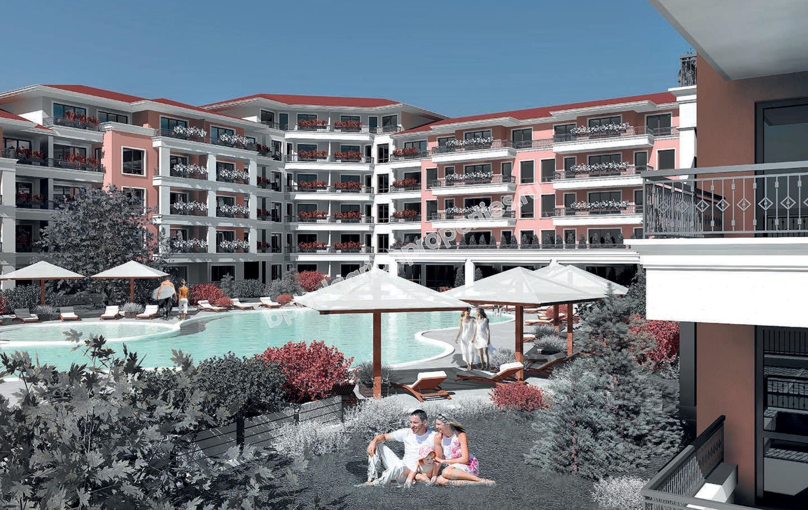 Apartments for sale in a new complex on second line from the sea in the resort Sveti Vlas Apartments for sale in a new complex on second line from the sea in the resort Sveti Vlas