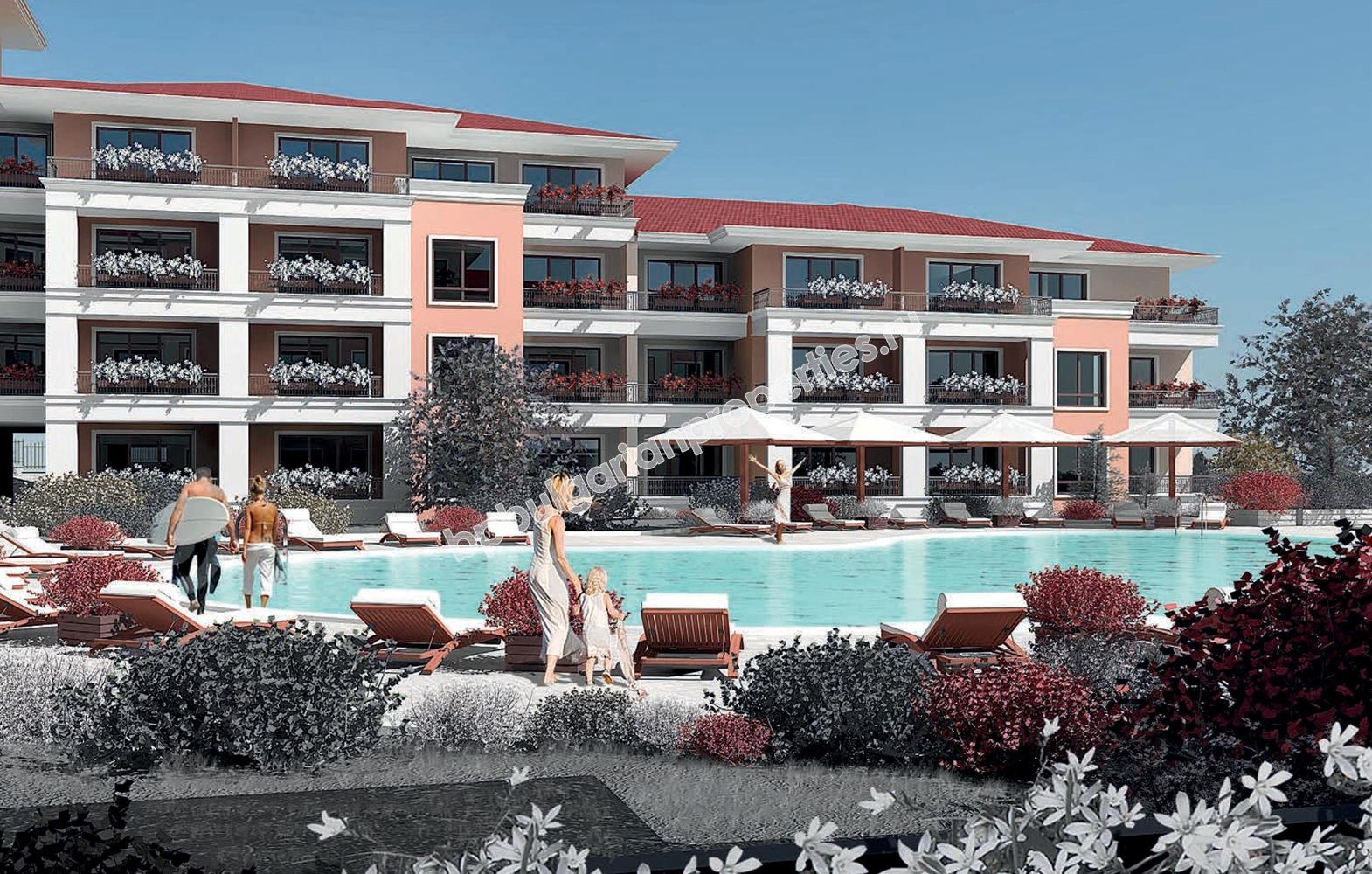 Apartments for sale in a new complex on second line from the sea in the resort Sveti Vlas Apartments for sale in a new complex on second line from the sea in the resort Sveti Vlas
