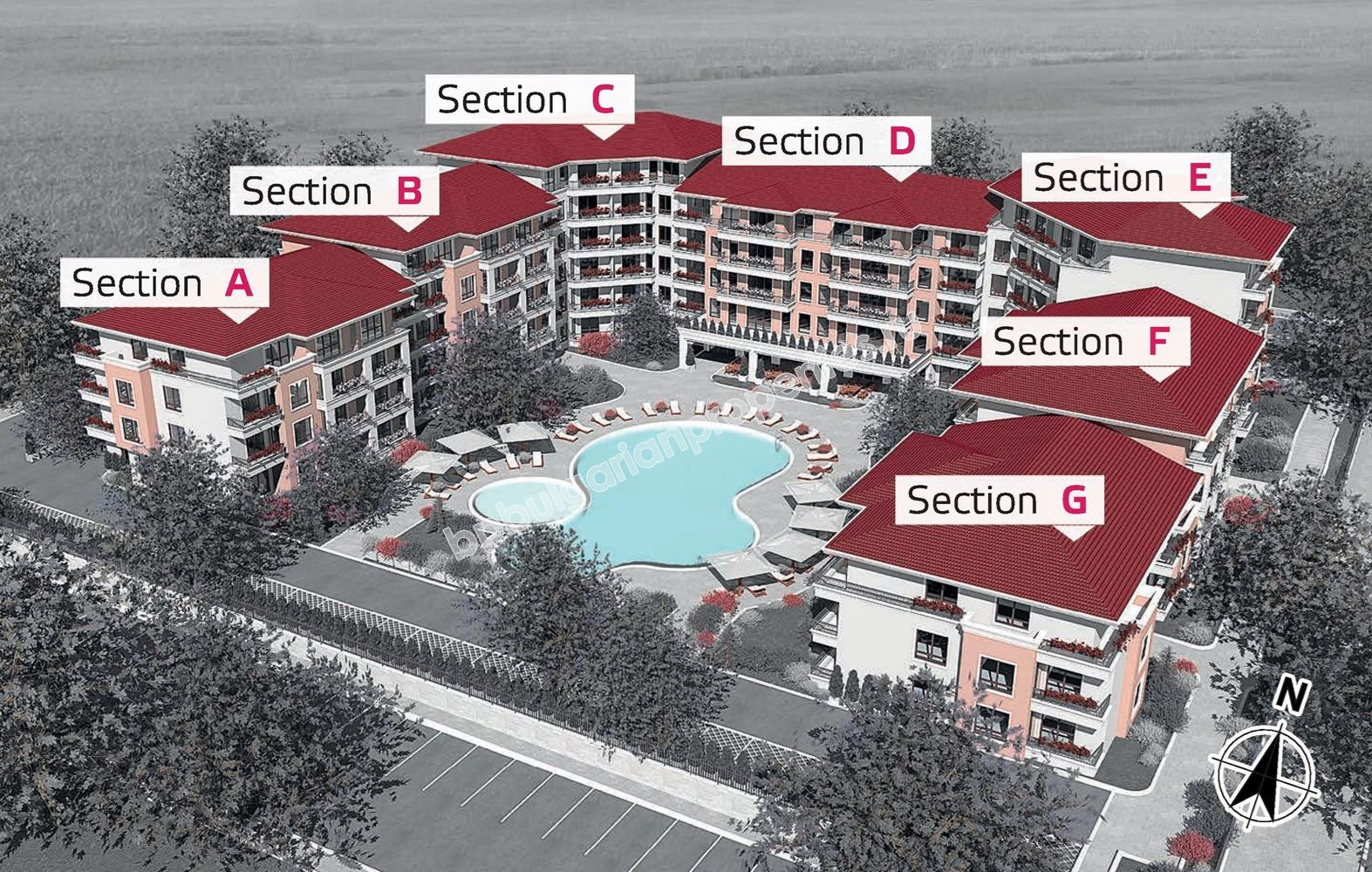 Apartments for sale in a new complex on second line from the sea in the resort Sveti Vlas Apartments for sale in a new complex on second line from the sea in the resort Sveti Vlas
